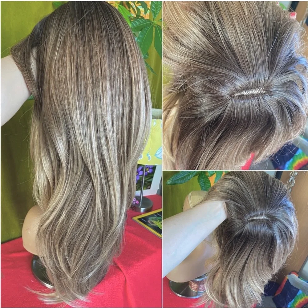 Layered Long Wig with Face-Framing Bangs - Blonde Brown Blend